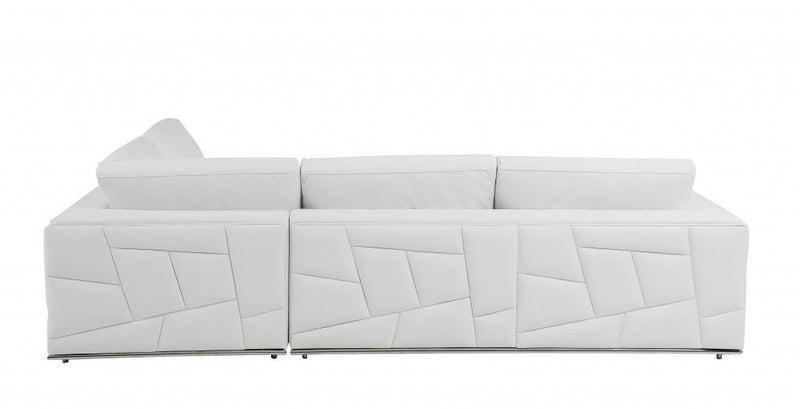 Italian Leather Reclining L Shaped 2 Piece Corner Sectional - White