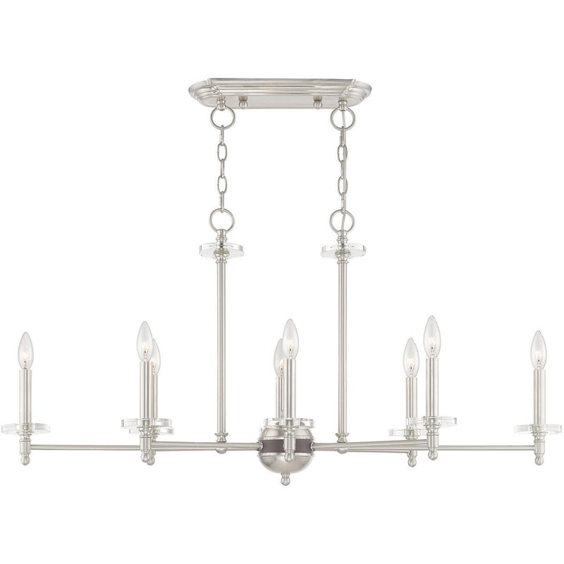20" Eight Light Dimmable Chandelier With Shades - Nickel