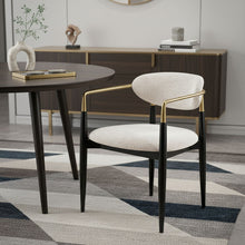Load image into Gallery viewer, Faux Linen Dining Arm Chair - Beige / Black / Gold
