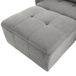 113.3" Convertible Sectional Sofa Couch 3-Seat L-Shaped Sofa with Movable Ottoman and  USB for Apartment, Living Room, Bedroom, Grey