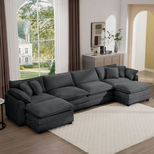 Load image into Gallery viewer, Modern Oversized Modular Cushion Sofa With Ottoman, Low Back, Deep Seating Sofa Set
