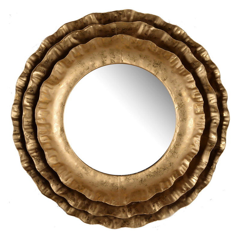 16" Round Iron Framed Accent Mirror - Gold