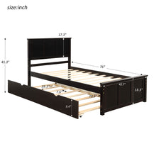 Load image into Gallery viewer, Platform Bed With Twin Trundle, Twin Size - Espresso
