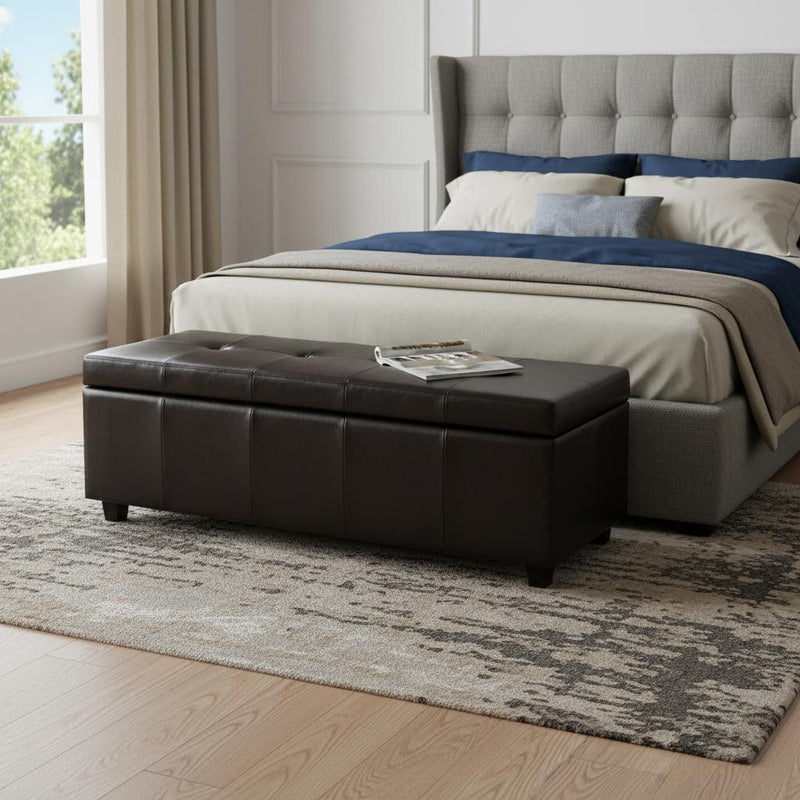 Upholstery Storage Ottoman - Dark Brown / Coffee