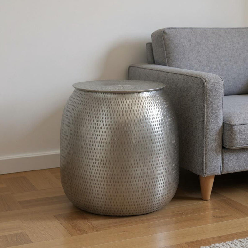 21" Metal Round End Table - Silver