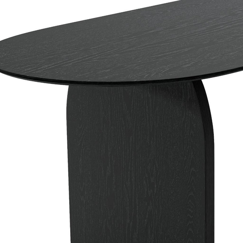 79" Solid Wood Mirrored Double Pedestal Base Oval Dining Table - Black