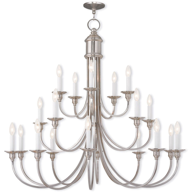40" Multi Light Dimmable Chandelier With Shades - Nickel
