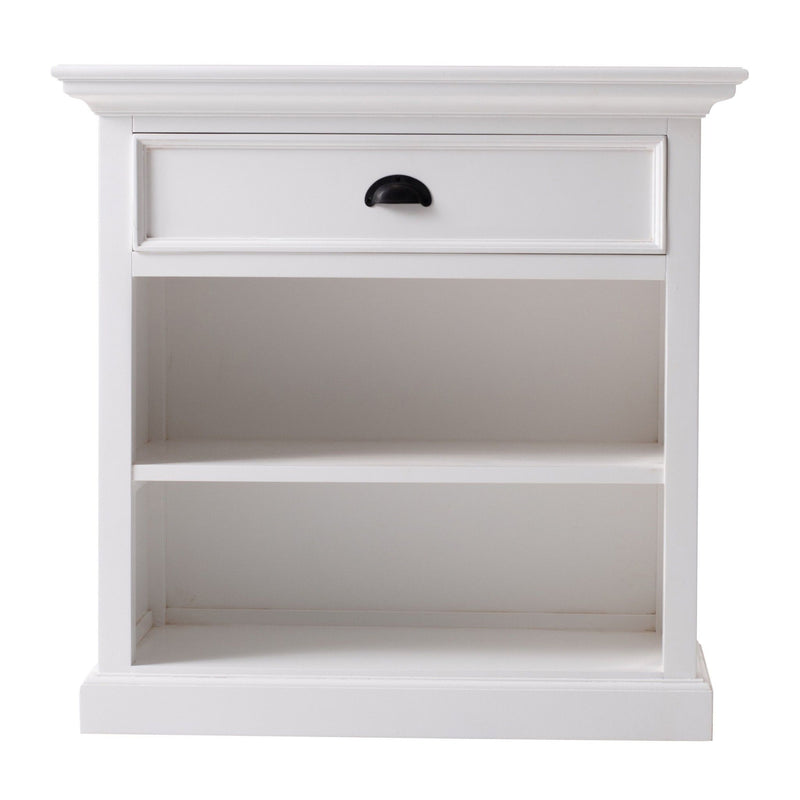Classic Large Nightstand With Shelves - White
