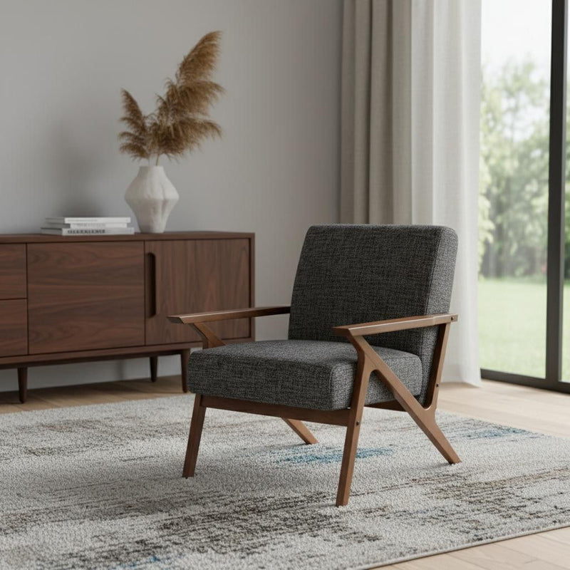 Solid Color Arm Chair - Gray And Walnut