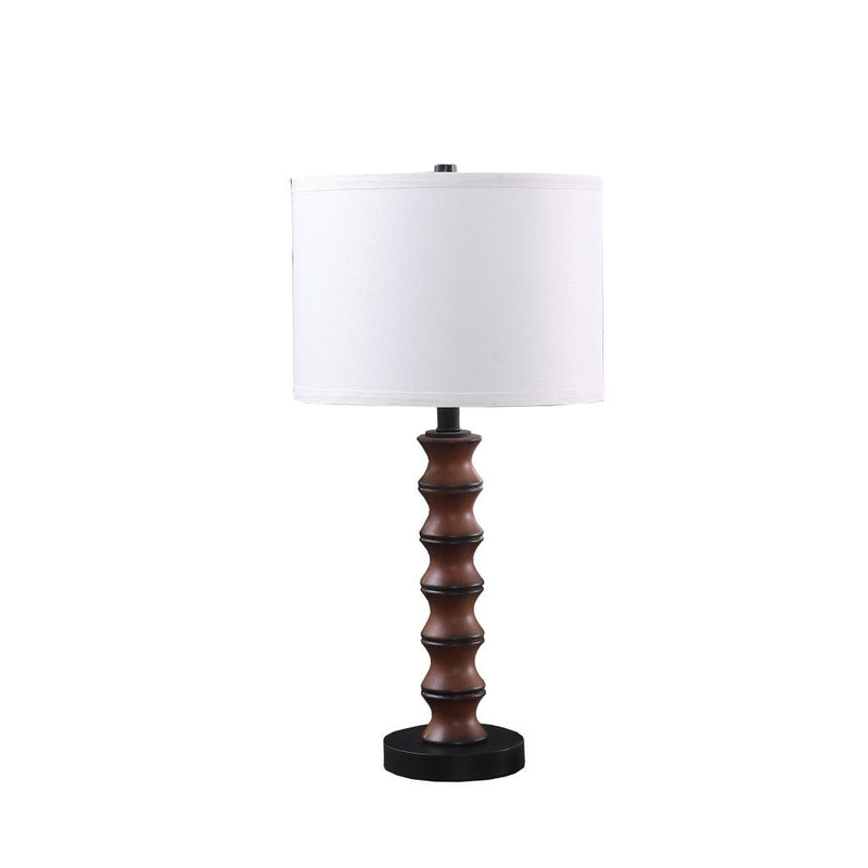Polyresin Indents Table Lamp With White Shade - Dark Cherry