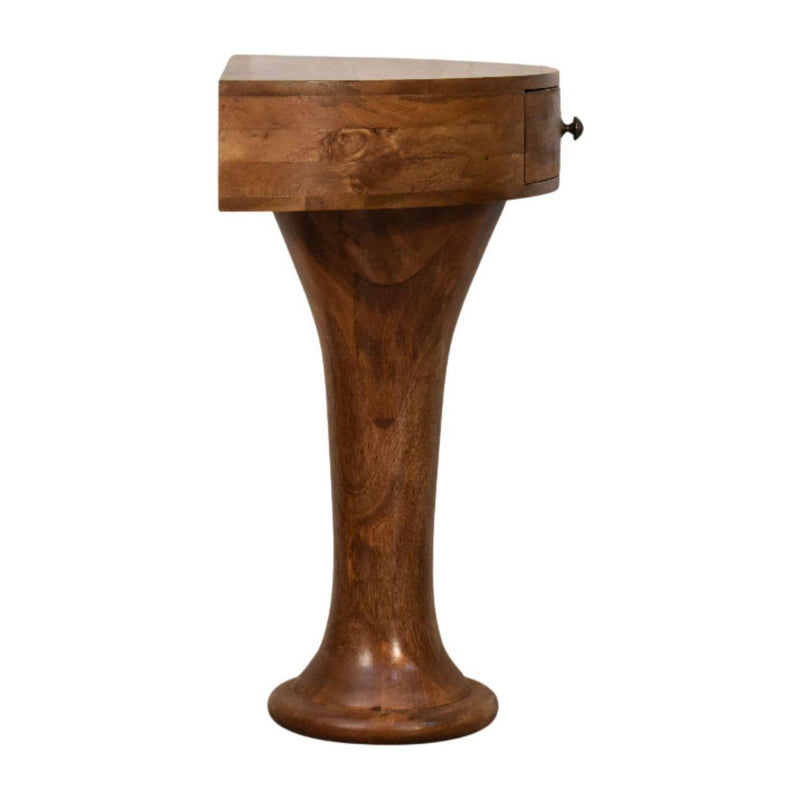 Half Circle Pedestal Console Table With Drawer - Amber