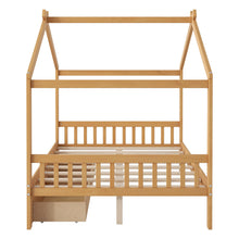 Load image into Gallery viewer, House Style Platform Bed With Headboard, Footboard, 2 Drawers, And Roof Design
