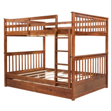 Load image into Gallery viewer, Full-Over-Full Bunk Bed with Ladders and Two Storage Drawers (Walnut)(OLD SKU:LT000365AAD)
