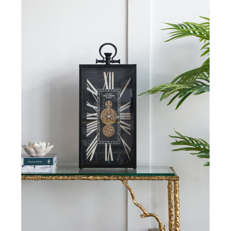 Analog Vintage Style Crackle Wall Clock (485986) - Black / Gold