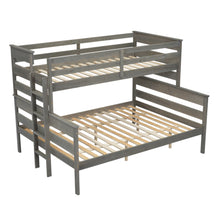 Load image into Gallery viewer, Wood Twin over Full Bunk Bed with Ladder, Gray
