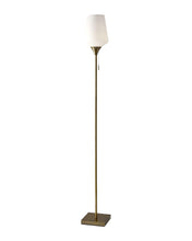 Load image into Gallery viewer, Metal Floor Lamp With White Opal Wine Glass Shade - Brass
