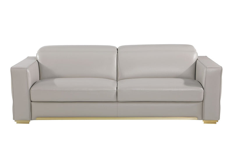 Top Grain Leather Reclining Sofa - Light Gray