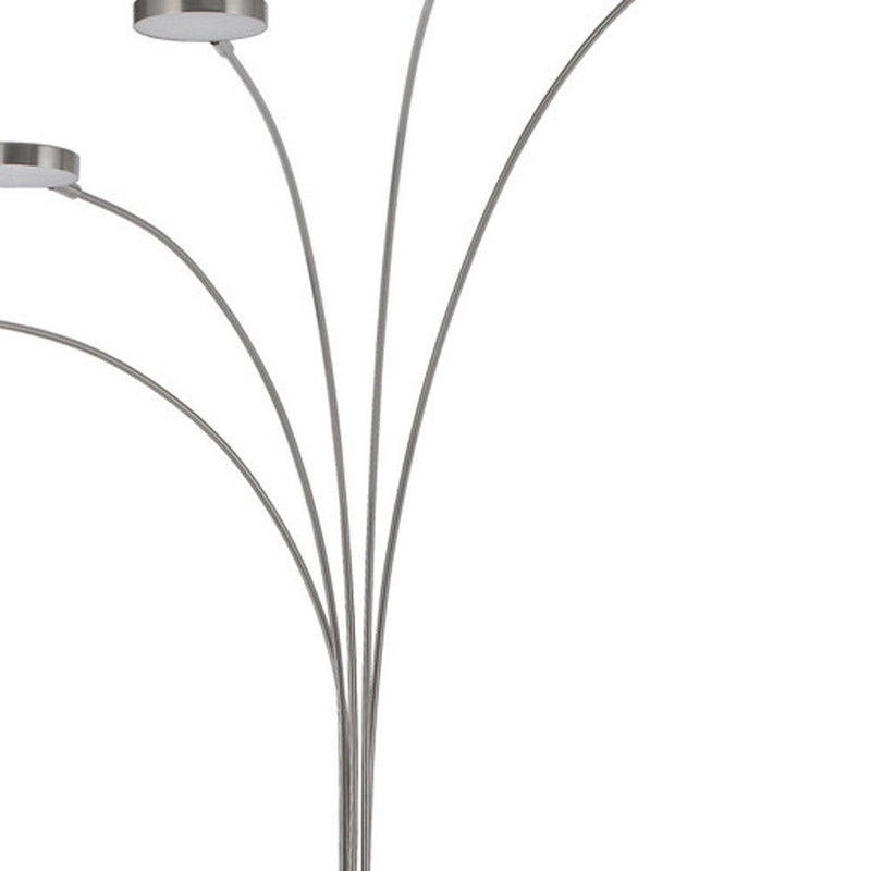 82" Five Light LED Arc Floor Lamp - Nickel