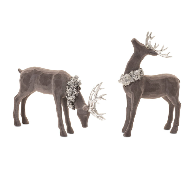 Deer Christmas Figurine (Set of 2) - Gray