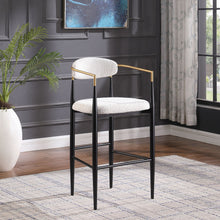 Load image into Gallery viewer, Barstools (Set of 2), Counter Height Upholstered Bar Stools With Backs And Iron Legs For Kitchen Island - Beige

