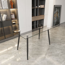Load image into Gallery viewer, Modern Minimalist Rectangular Glass Dining Table With Tempered Glass Top Metal Legs, For 4 - 6 - Transparent
