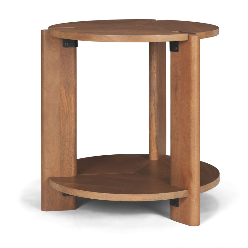 Round End Table With Shelf (729069) - Brown