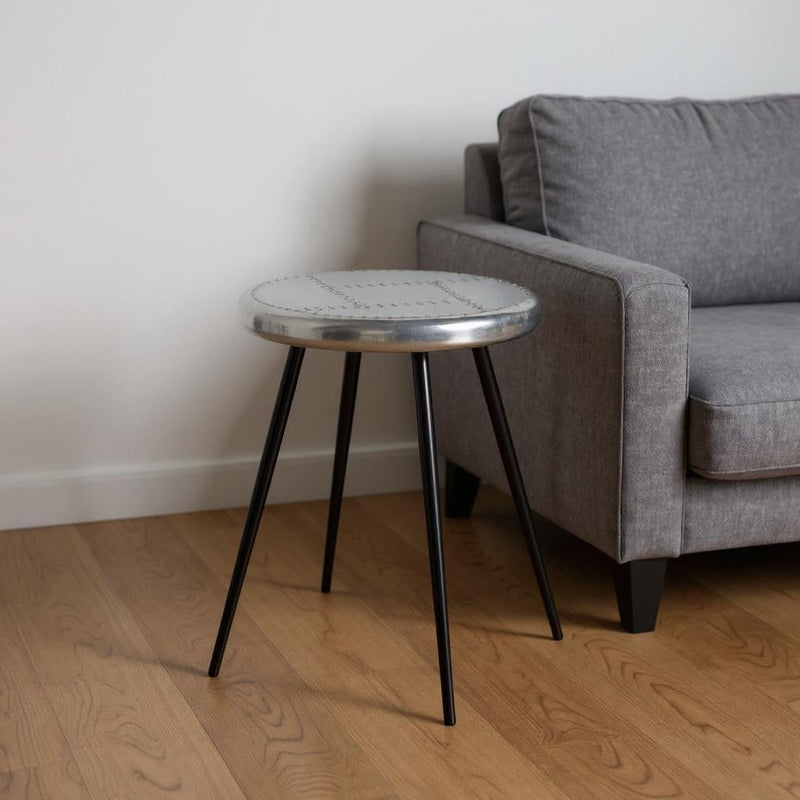 Iron Round End Table - Silver