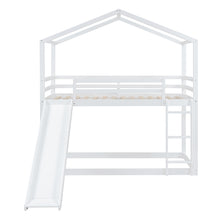 Load image into Gallery viewer, Twin Over Twin Bunk Bed with Roof, Slide and Ladder, White
