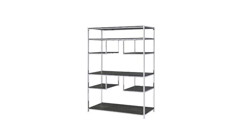 And Seven Tier Geometric Bookcase - Gray / Silver