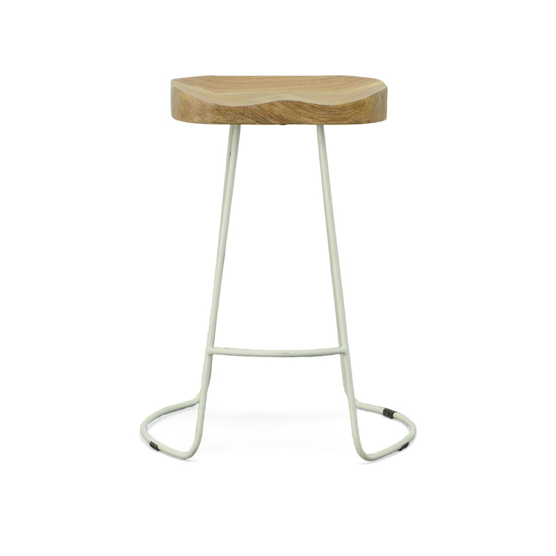 Steel Backless Counter Height Bar Chairs (Set of 2) - Natural And White