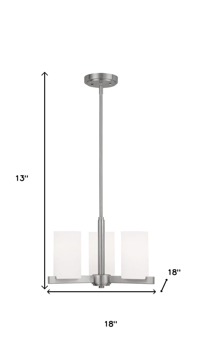 3 Light Metal Dimmable Chandelier With Shades - Nickel / White