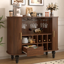 Load image into Gallery viewer, Fluted Liquor &amp; Coffee Bar Cabinet With 6 Wine Racks And 3 Glass Holders
