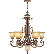 Load image into Gallery viewer, 35" Seven Light Dimmable Chandelier With Shades - Bronze
