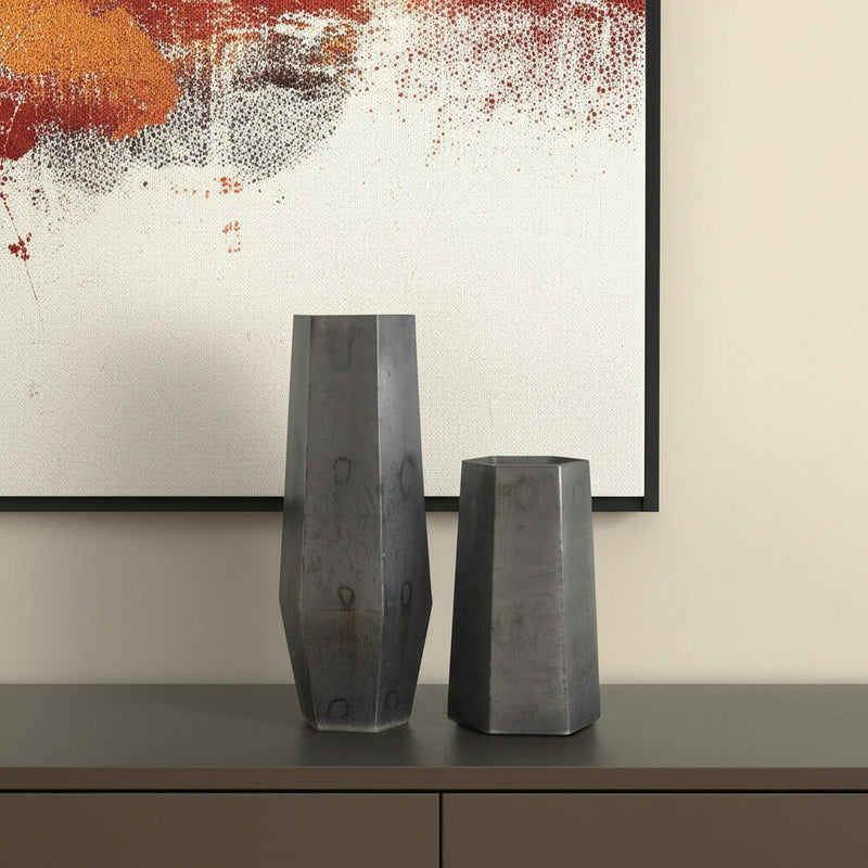 Hexagonal Table Vases (Set of 2) - Black