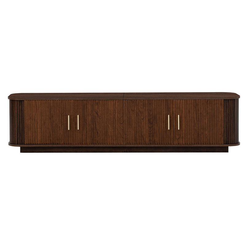 70" TV Stand With Ample Storage, Refined Curved Corners - Dark Brown