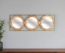 Load image into Gallery viewer, 14" Aluminum And Geometric Framed Accent Mirror - Brown / Gold
