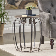 Load image into Gallery viewer, Modern Industrial End Table With Mango Wood Top And Iron Frame - Gray
