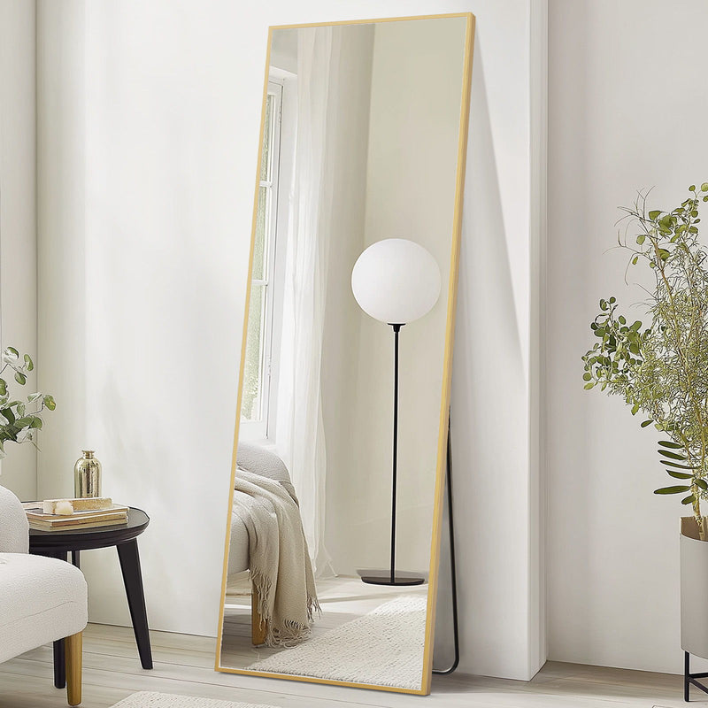 70" Aluminum Freestanding Framed Standing Mirror - Gold