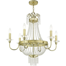 Load image into Gallery viewer, 28" Six Light Dimmable Chandelier With Shades - Gold
