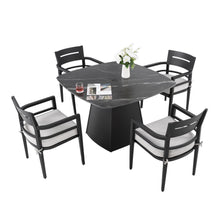 Load image into Gallery viewer, Outdoor Patio Dining Set, Squircle Dining Table, Dining Chairs With Sunbrella Cushions
