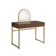 Load image into Gallery viewer, Finish Round Dresser Mirror - Walnut &amp; Gold
