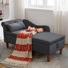 Load image into Gallery viewer, Chaise Lounge Indoor, Lounge Chair For Bedroom With Storage &amp; Pillow, Modern Upholstered Rolled Arm Chase Lounge For Sleeping With Nailhead Trim For Living Room Bedroom Office
