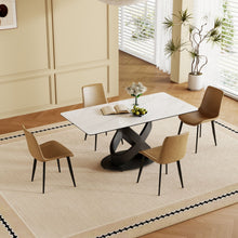Load image into Gallery viewer, Rectangular Dining Table, For Dinner Party, 4 Chairs - Black / White
