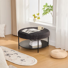 Load image into Gallery viewer, Modern Upholstered Round Ottoman Coffee Table With Storage Shelf
