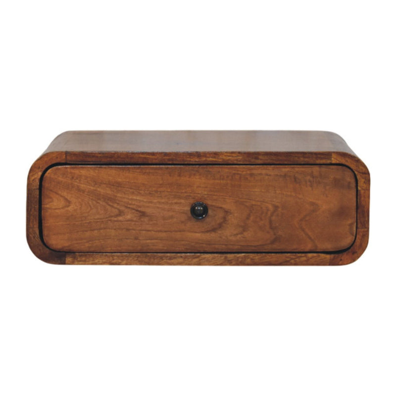 18" Chestnut Solid Wood Distressed One Drawer Floating Nightstand - Light Brown