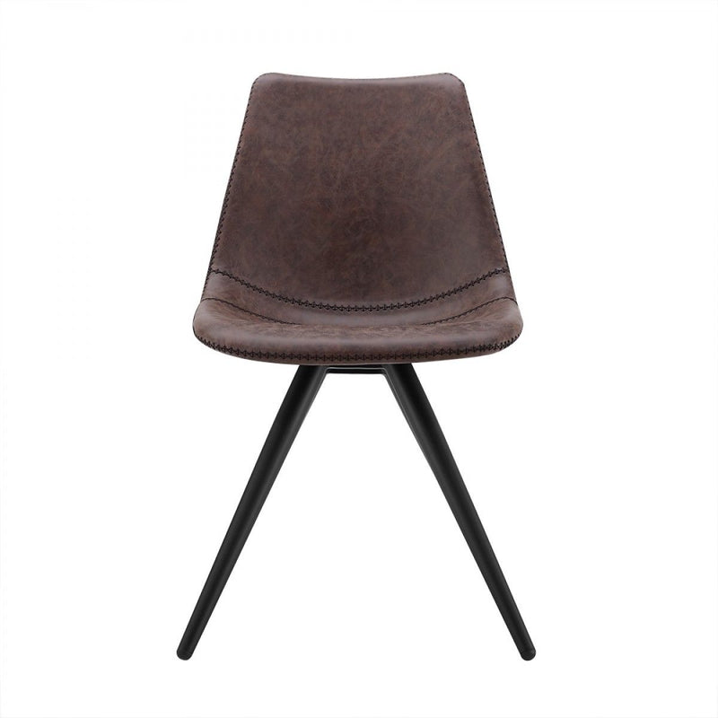 Upholstered Faux Leather Dining Room Side Chairs (Set of 2) - Brown