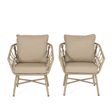 Load image into Gallery viewer, Bruce - Outdoor Club Chair Set With Water Resistant Cushions Rattan And Iron - Brown
