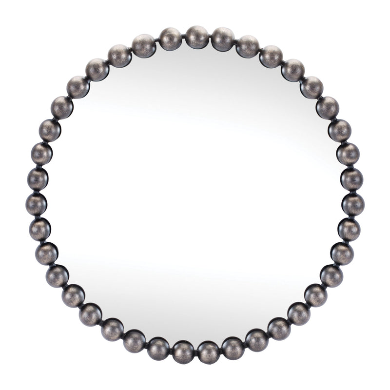 24" Iron Beaded Round Accent Mirror - Dark Gray