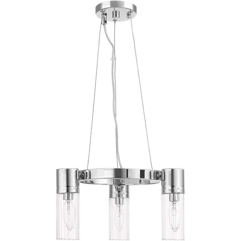 20" Three Light Dimmable Chandelier With Shades - Silver