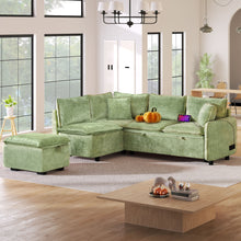 Load image into Gallery viewer, Convertible Sofa Bed Sectional Sofa Sleeper L-Shaped Sofa With A Storage Ottoman, Two Pillows, Two Power Sockets And Two USB Ports For Living Room
